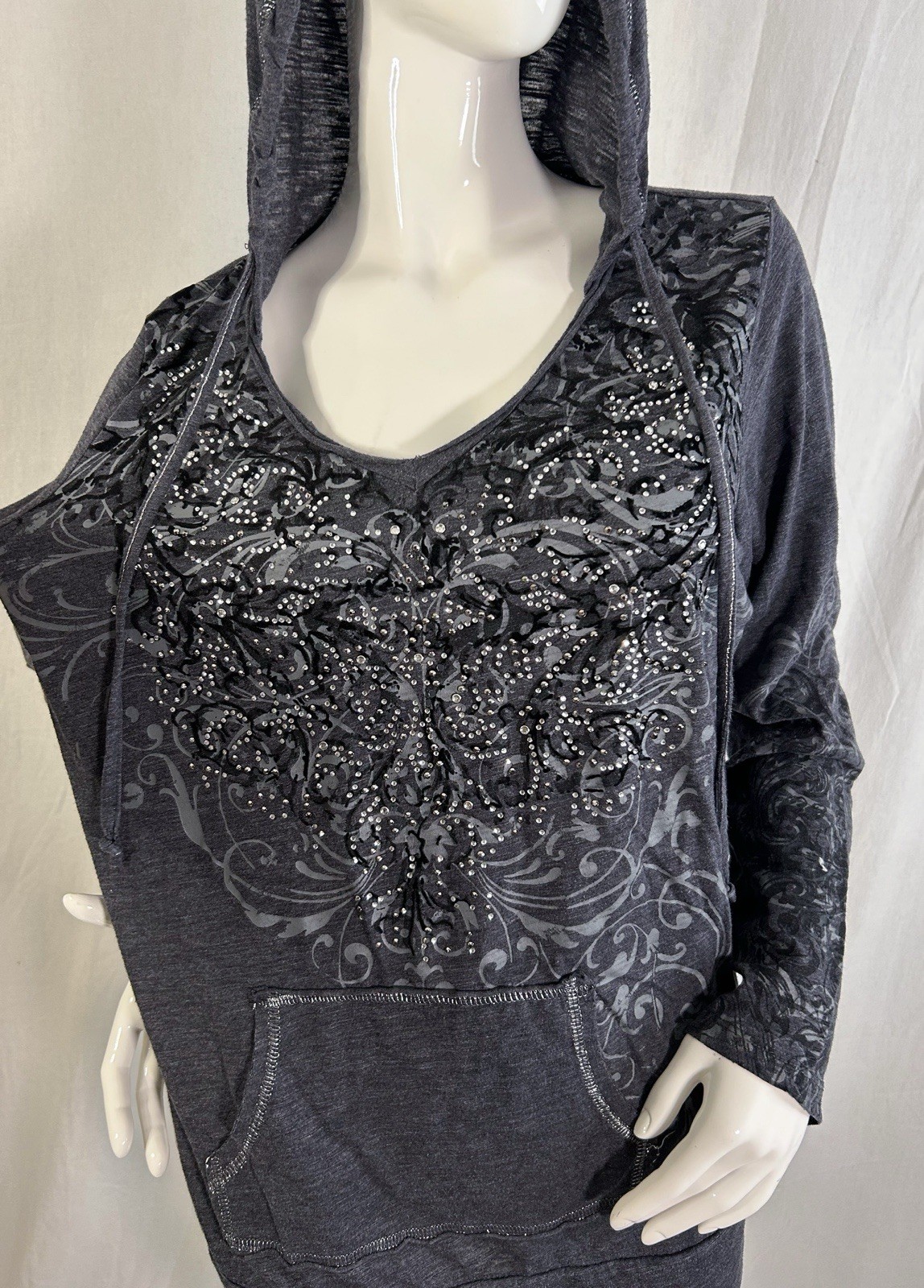 VTG Affliction/Tapout Style Y2K Gothic Tattoo Long Sleeve XL Rhinestone Imperial