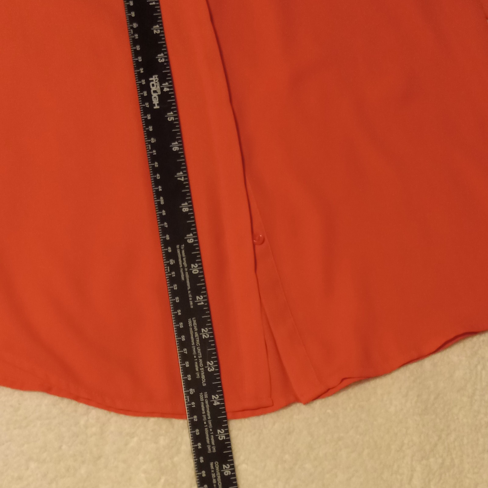 Apt. 9 Essentials Petite PL Orange V-Neck Long Sleeve Button Blouse