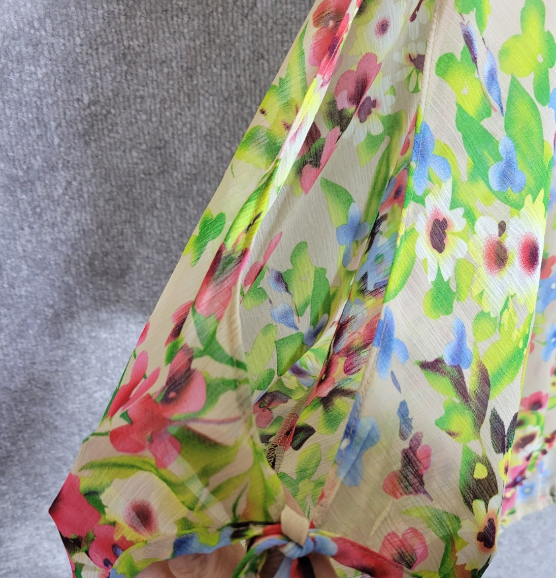 Old Navy Sheer Floral Top Womens Size XXL Scoop Neck Split Sleeves Ties New