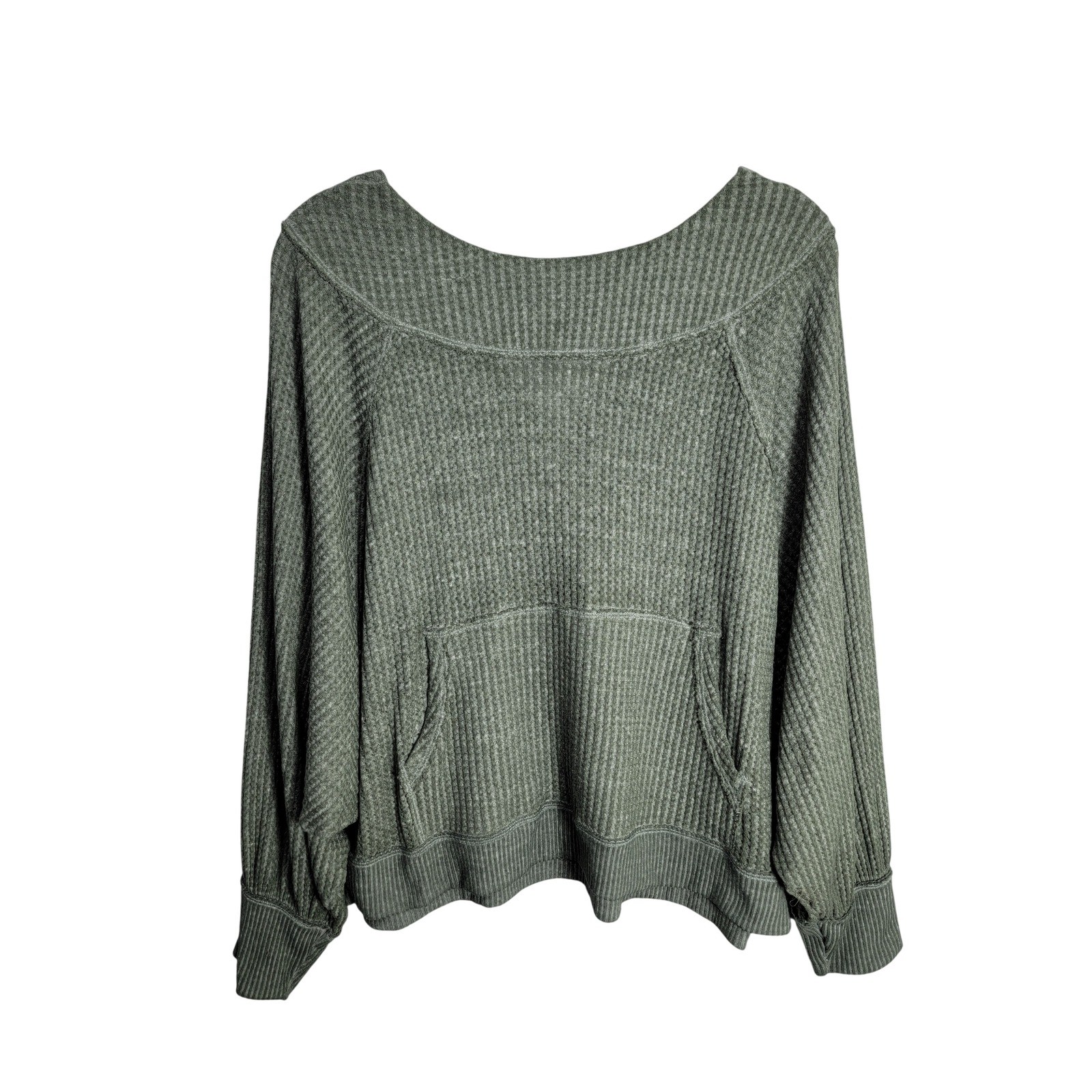 We The Free Womens S Westend Thermal Top Sage Green Waffle Knit OB997317