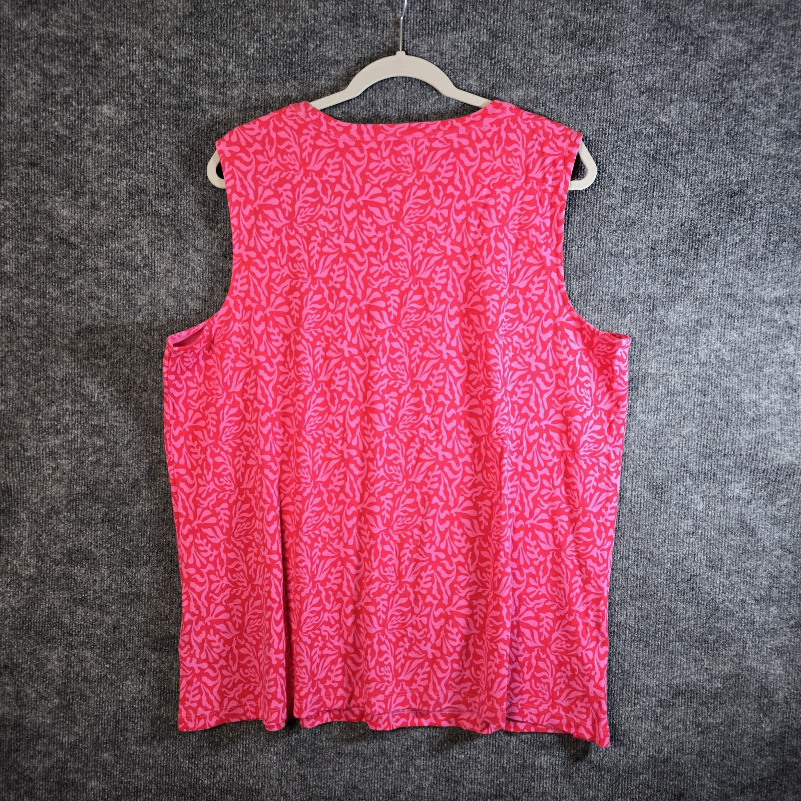 Chicos Top Womens XL Pink Floral Cotton Sleeveless Outdoor Colorful