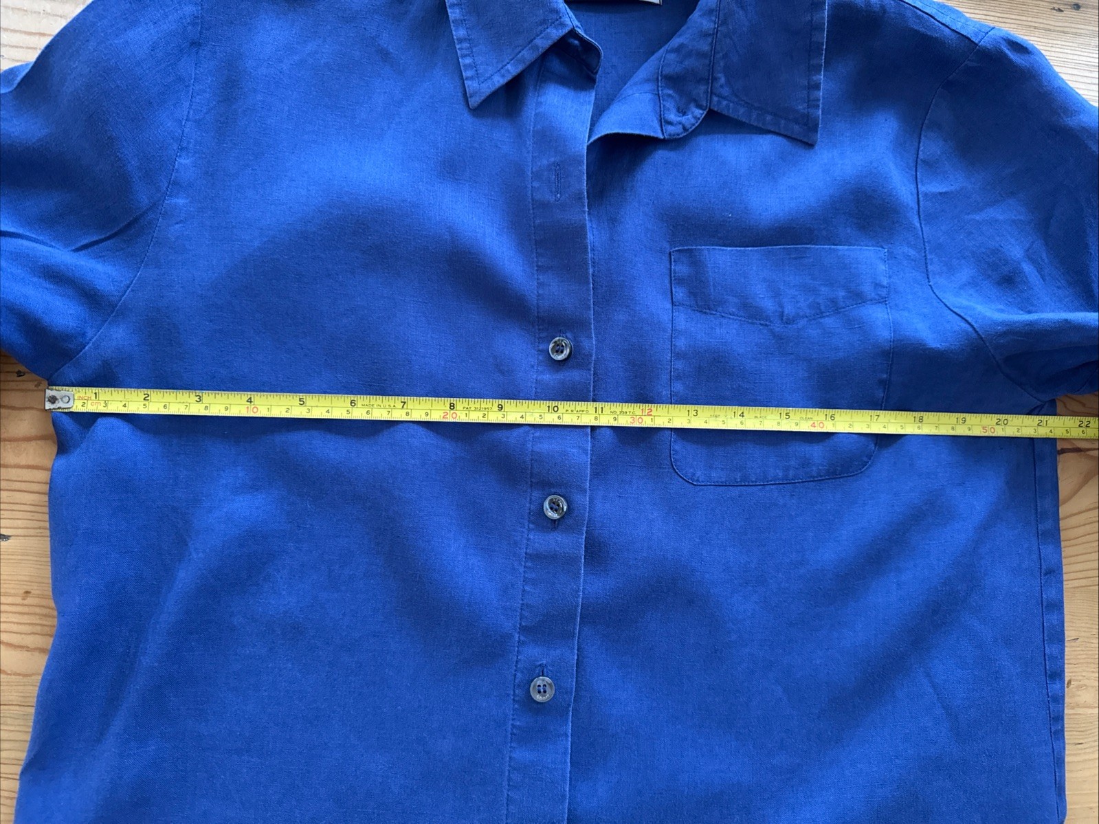 SAKS FIFTH AVENUE Sport Women’s 100% Linen BLUE Button Up Shirt RELAXED FIT Sz 6
