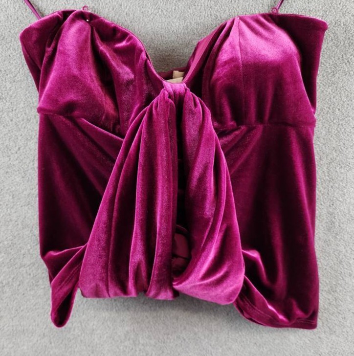 Parker New York Velvet Strapless Crop Top Women’s Medium Fuchsia