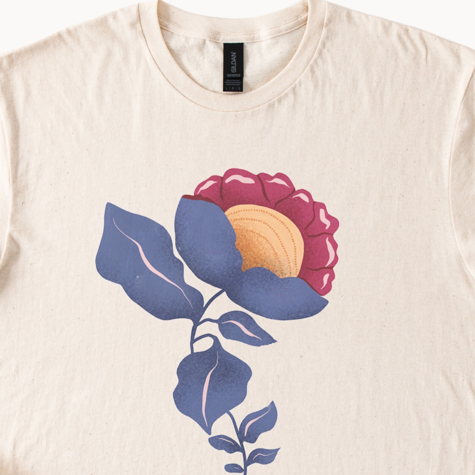 Minimalist Flower Graphic T Shirt Modern Botanical Art Cream Tee Shirt