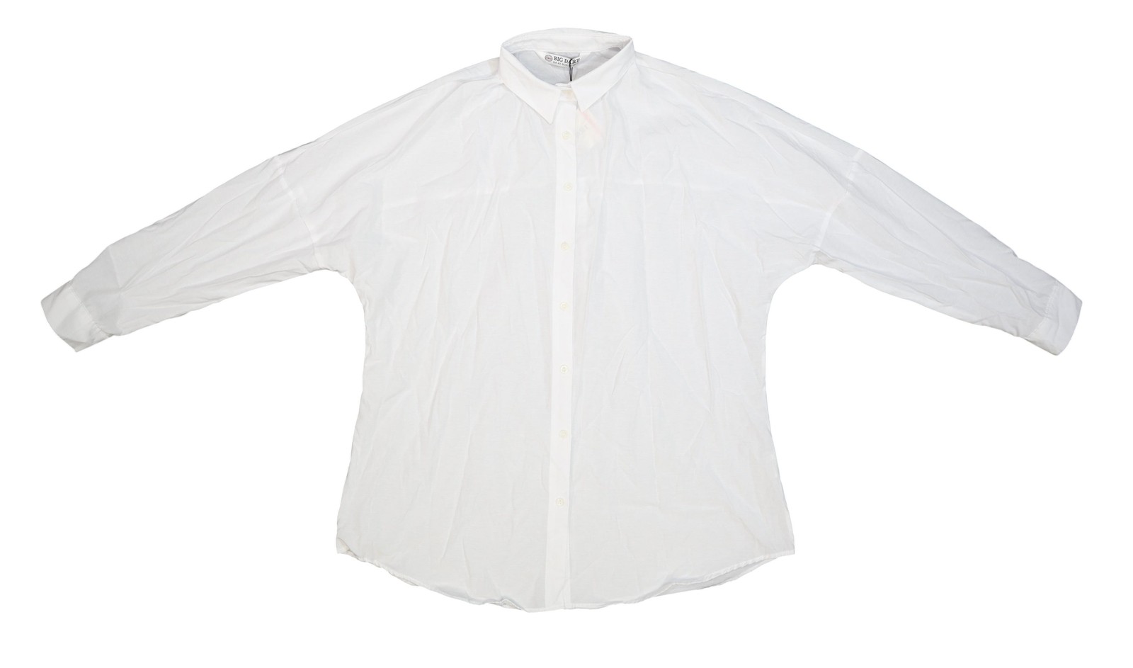 BIG DART Shirt Womens UK 12 White Long Sleeve Button Up Collared Basic Top
