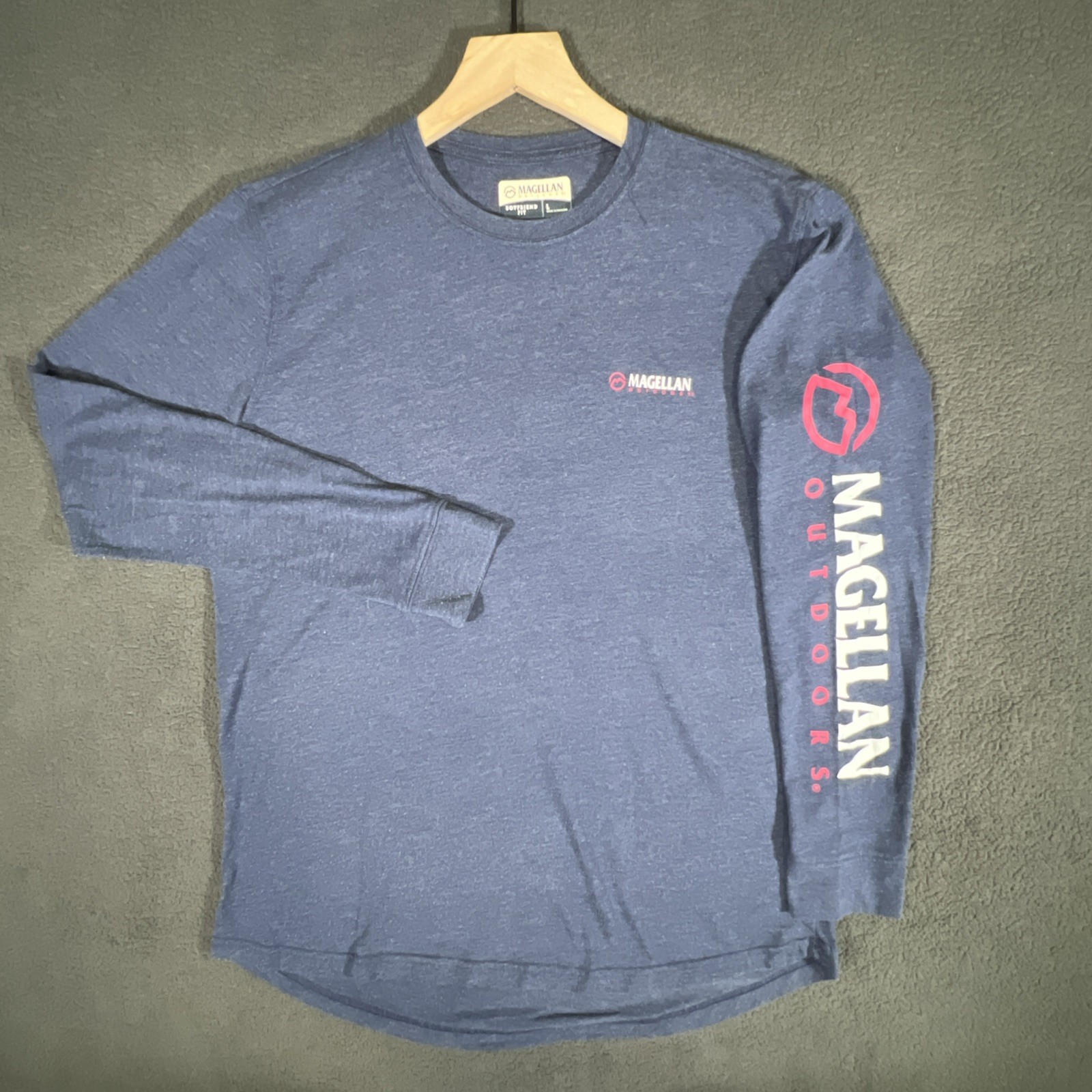Magellan Outdoors Boyfriend Fit Blue Long Sleeve T-Shirt Women’s Size Large