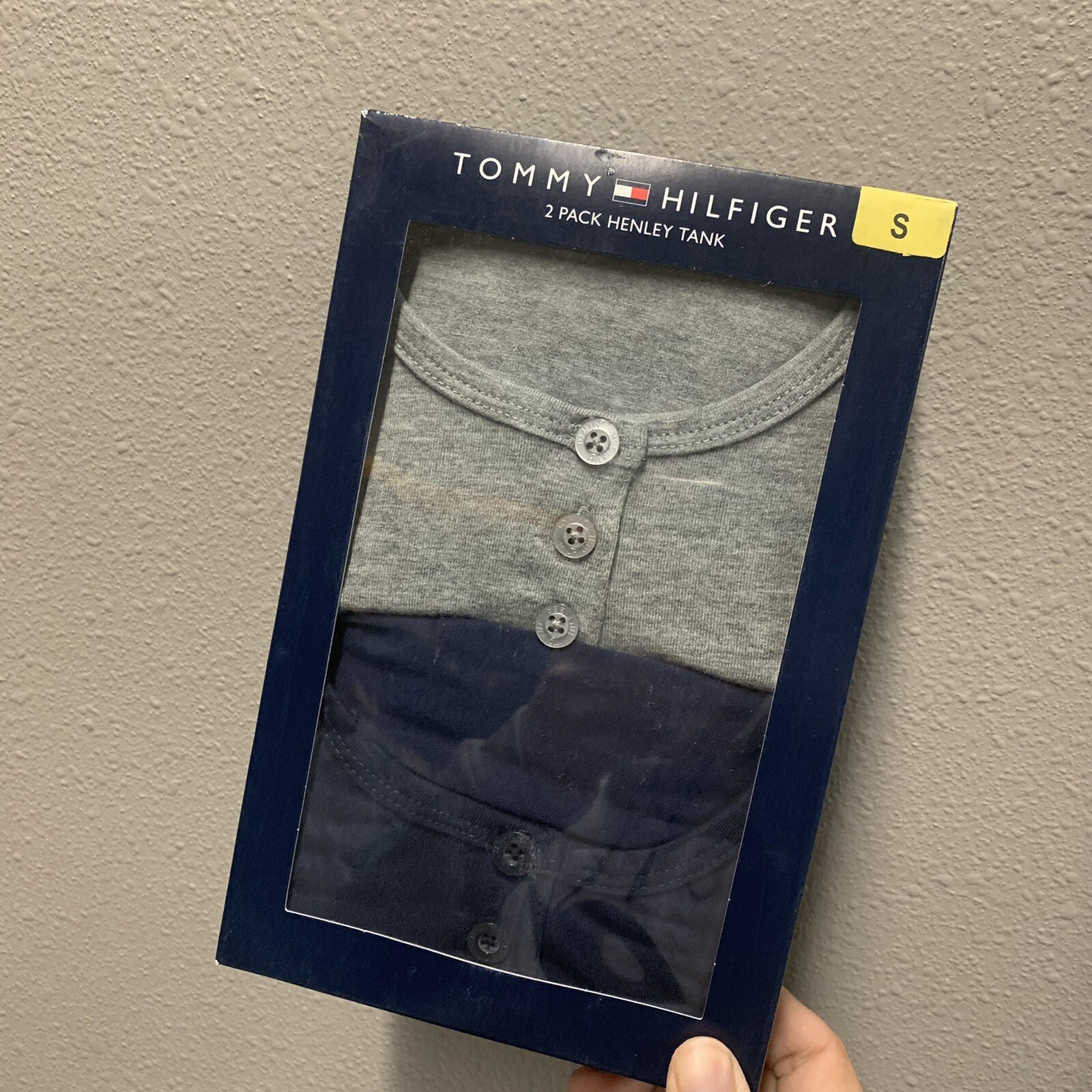 Tommy Hilfiger 2 Pack Henley Tank Gym Women S Grey/Navy 95% Cotton, 5%Spandex