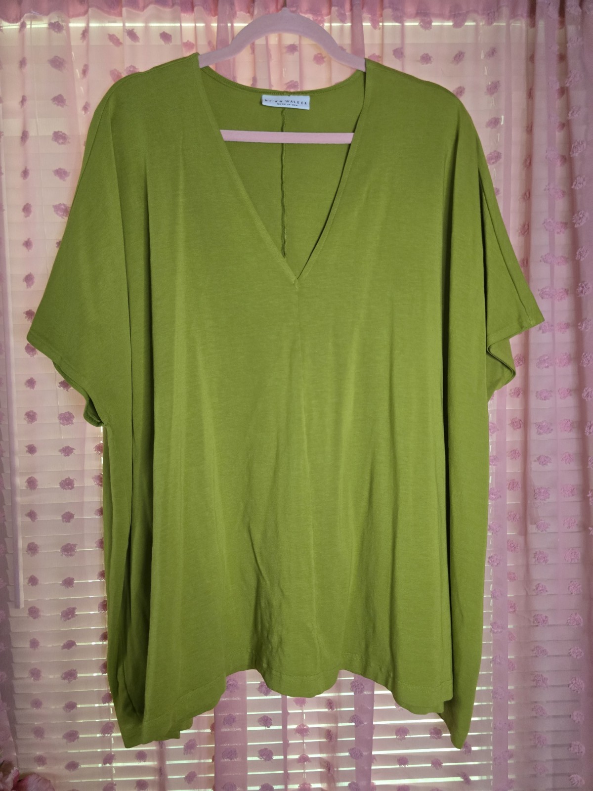 Bryn Walker Baxter Tunic Top Lagenlook Bamboo Organic Cotton Green Oversized M
