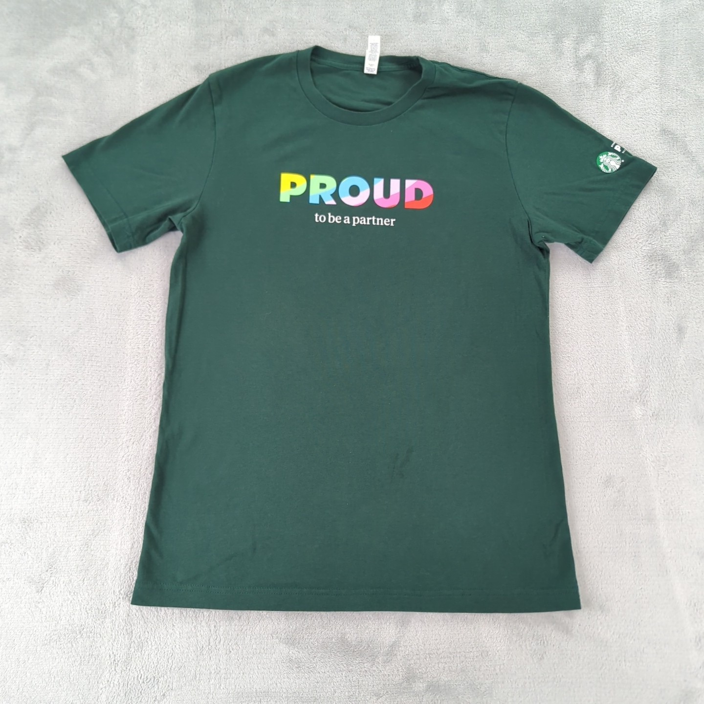 Starbucks T Shirt Proud Pride Employee Green Short Sleeve Women Medium
