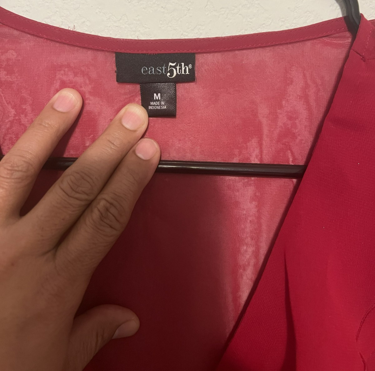 East 5th, Ladies Red Dressy Sheer Blouse M Classy Business