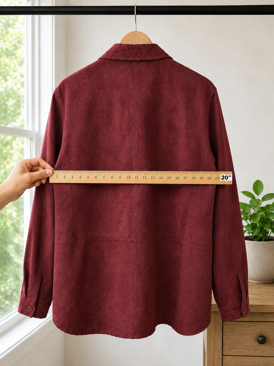 Burgundy Faux Suede Shirt Jacket/Cathy Daniels