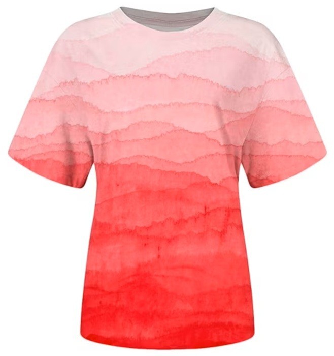 Ladies Tie-Dye T-Shirt Size XXL Short Sleeves Gradient Shades of Pink Knit