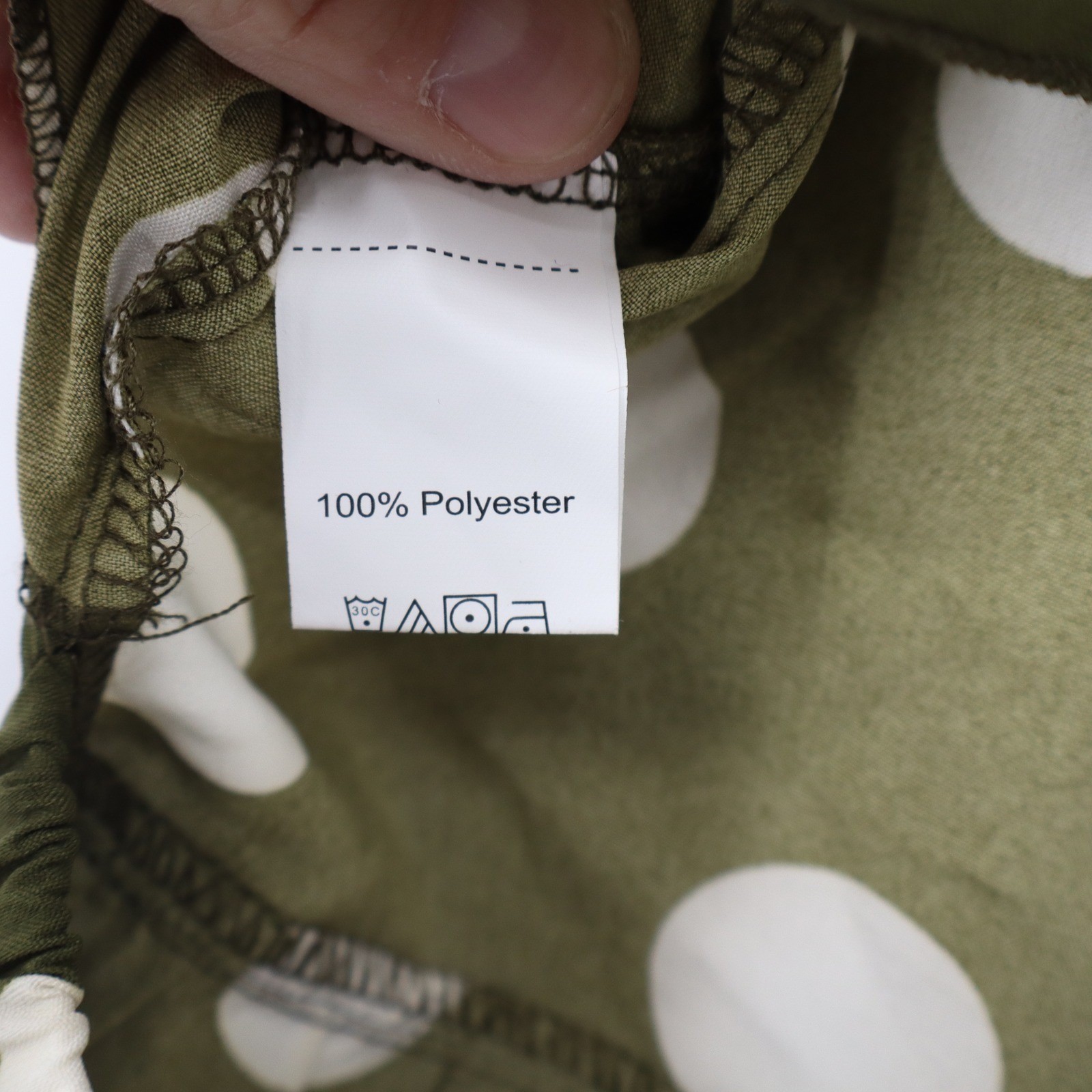 SHEIN Olive Green Polka Dot Ruffle Strap Peplum Top Back Tie Large L 8/10