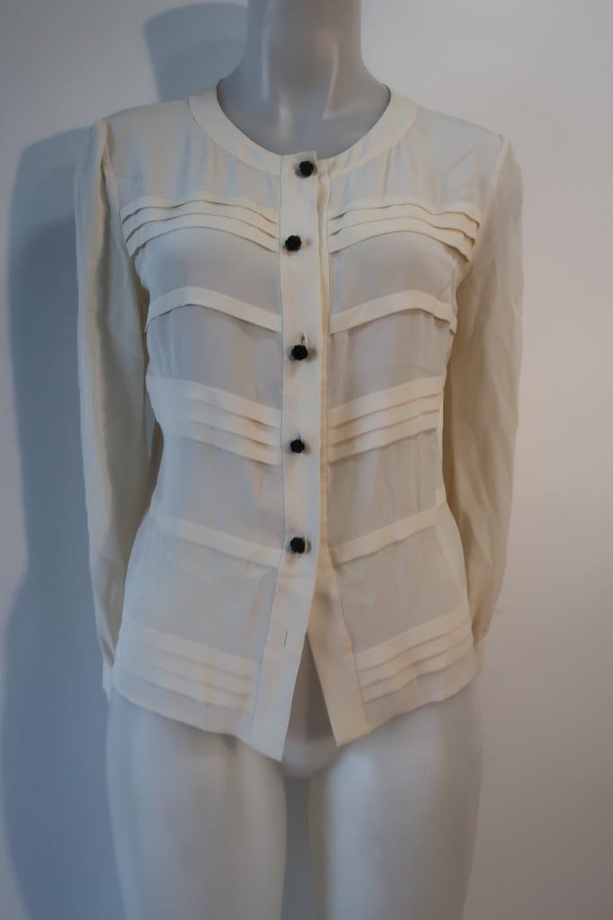 Authentic Womens Prada Ivory (Item- 126) Pure Silk Button Blouse Top 40 US/4