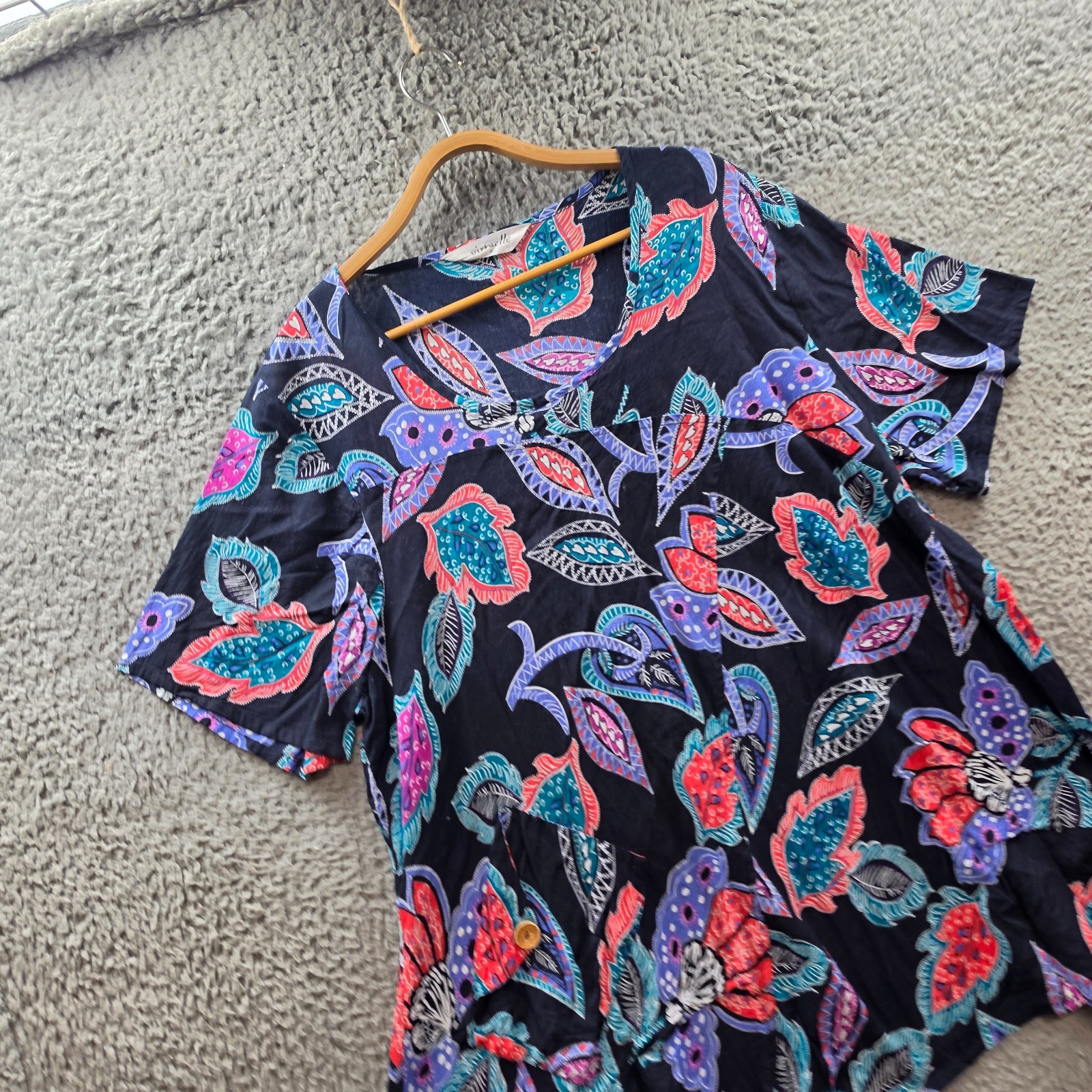 Virtuelle Top Womens Tunic Plus Size 22 Navy Blue Red Green Purple Paisley