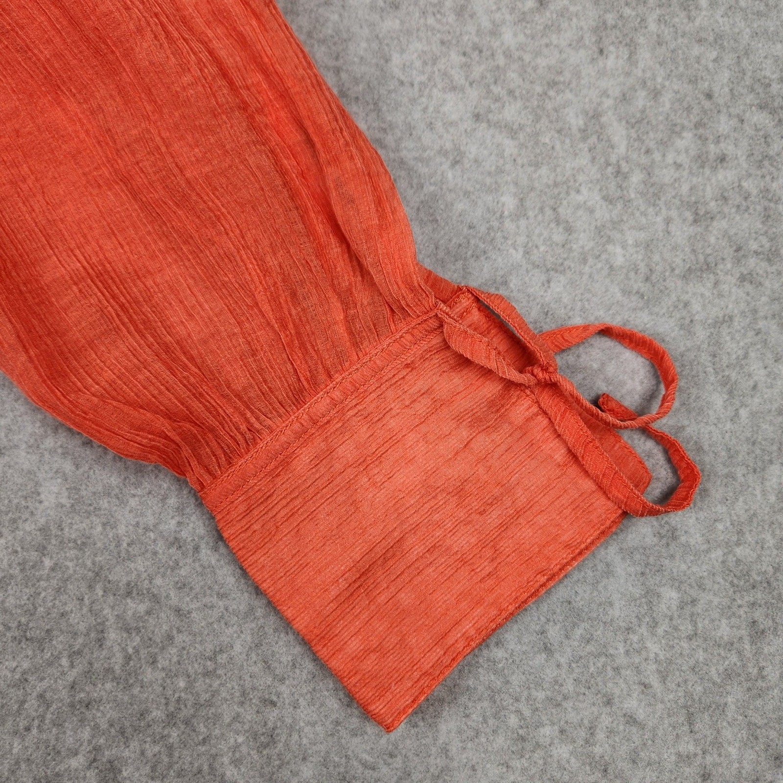 Poppy Garden Ladies Blouse Size Small Silk Blend Tie Front Orange