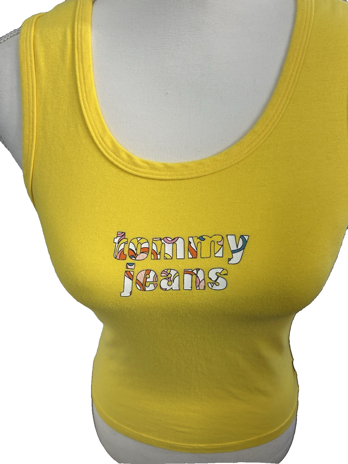 Vintage Tommy Jeans Emo Dopamine Yellow Tank with Crossover Back Sz M