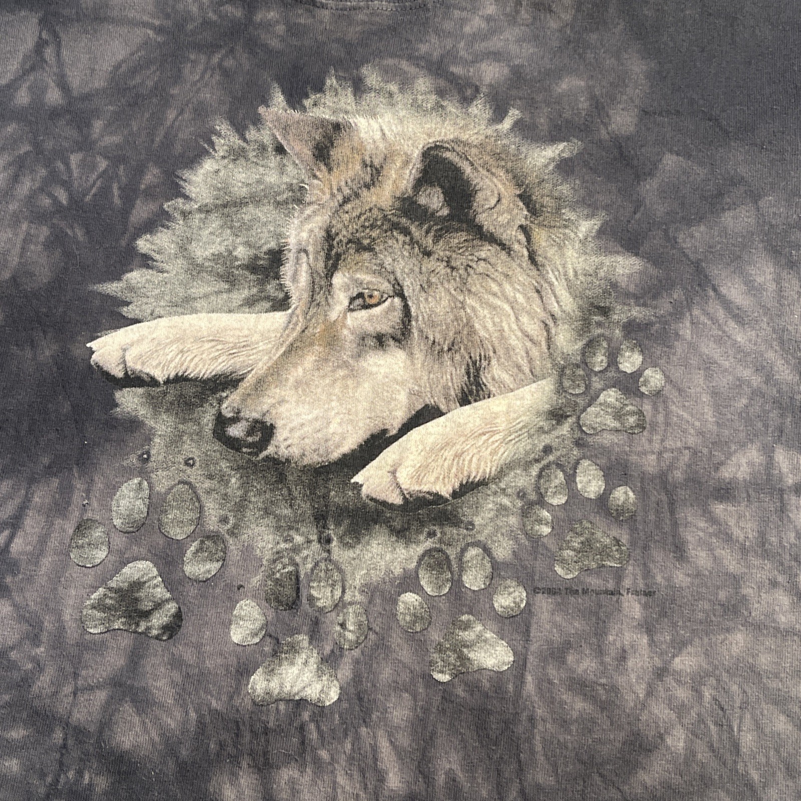The Mountain 2002 – Laying Wolf Tie Dye T Shirt XL Save the Wolves conservation