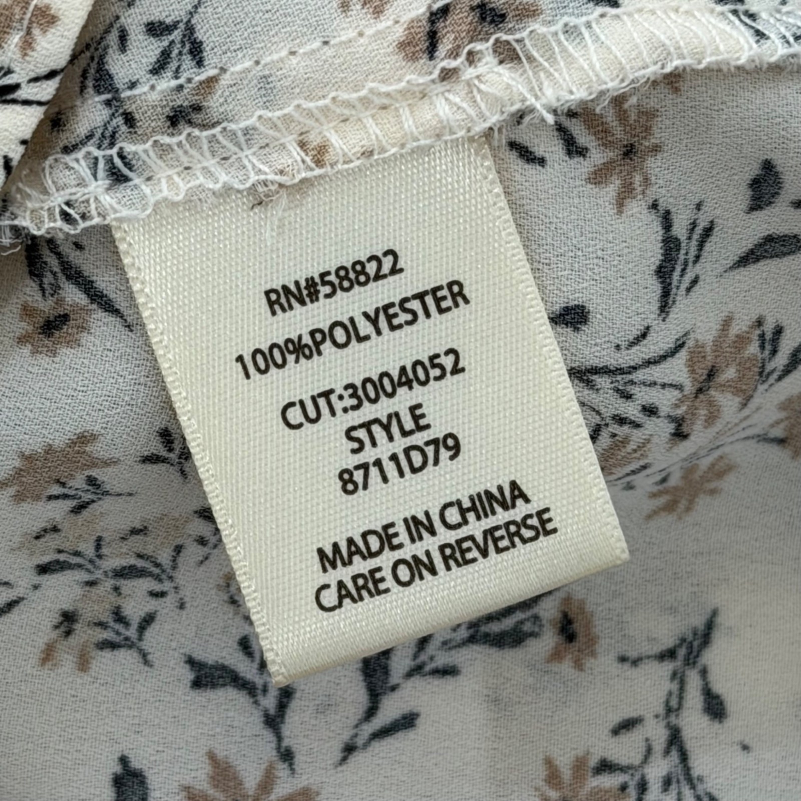 Max Studio Floral Ruffle Wrap Blouse With Belted Waist Beige/Black Womens Size M
