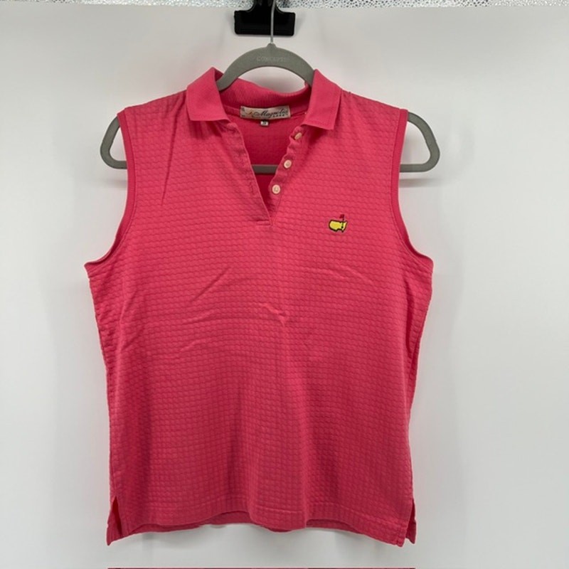VTG Magnolia Lane Masters Sleeveless Top Womens S Pink Waffle Knit Preppy Logo