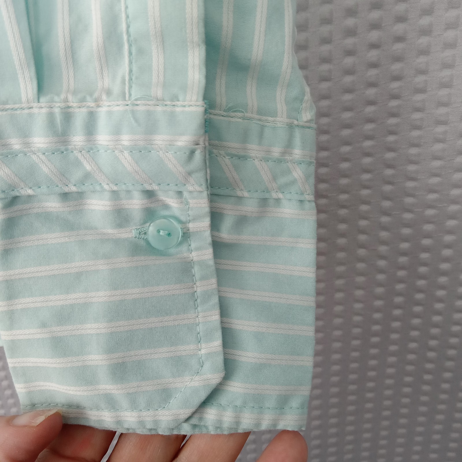 Lilac Bloom Women’s Blouse M Mint Striped Office Basic Button Up Long Sleeve