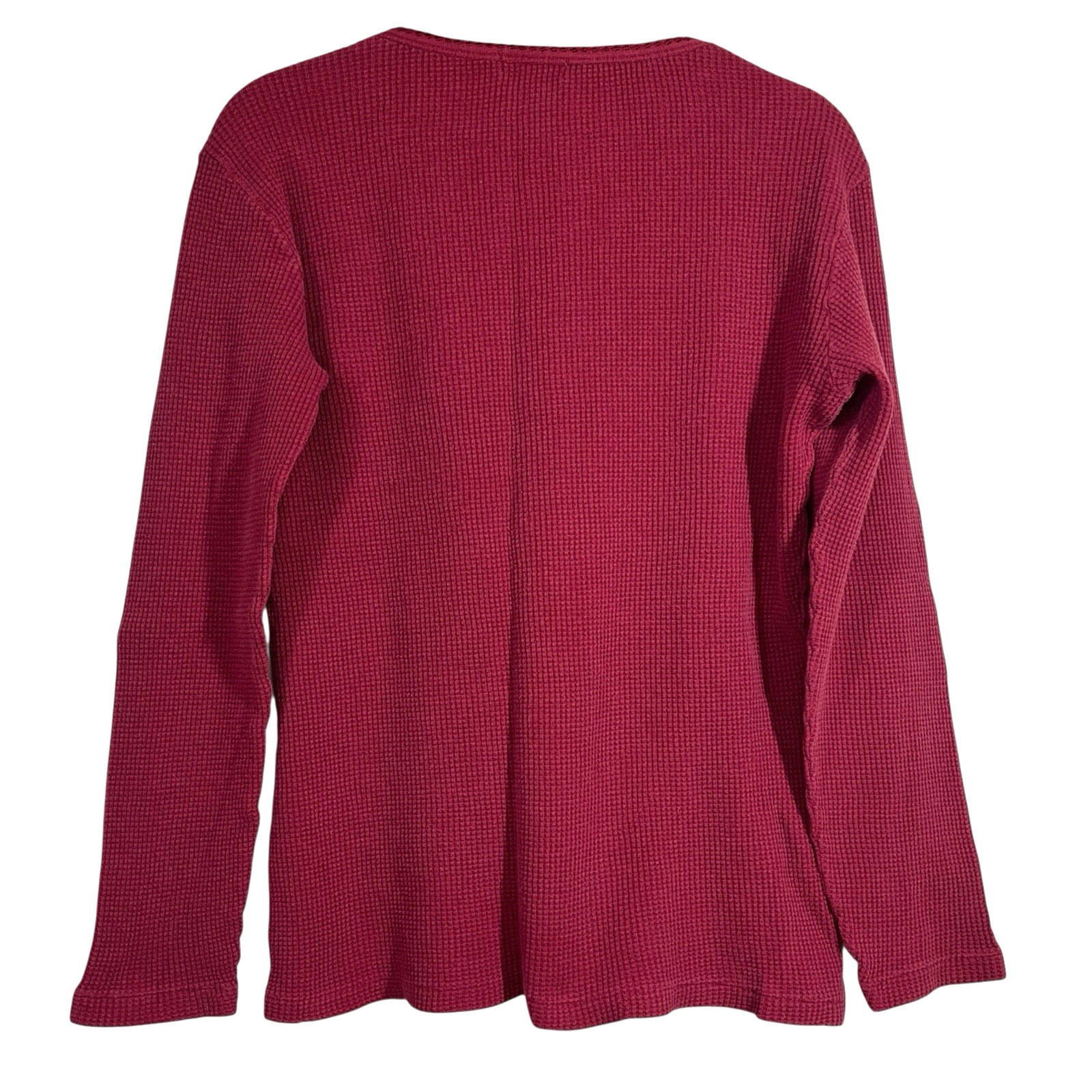 Vintage ESPRIT Waffle Knit Top Womens L Burgundy 100% Cotton Y2K USA Made