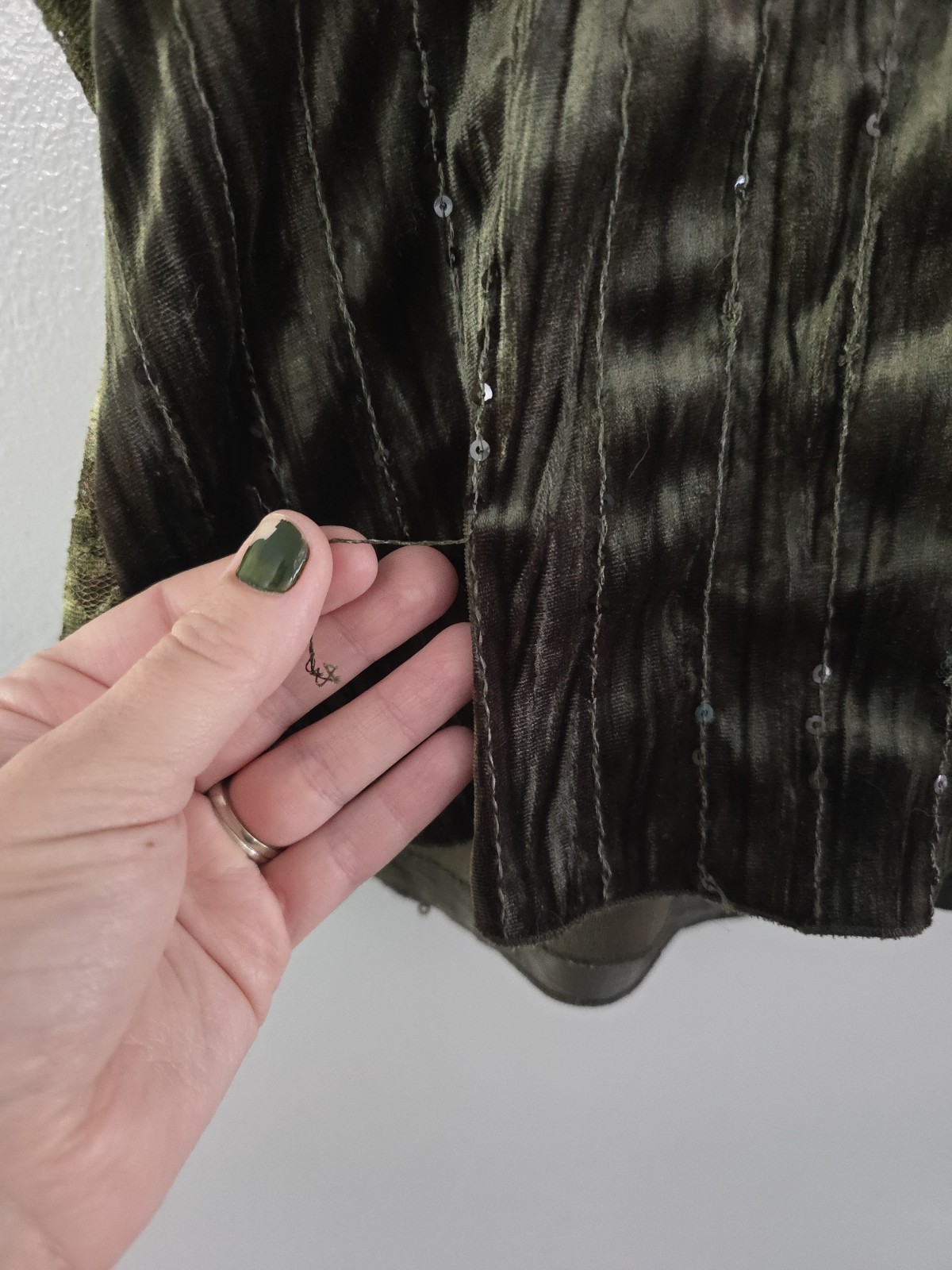 VTG Y2k Velvet Lace Sequin Cami Tank Sz S/M? Fairycore Whimsigoth Grunge *FLAWS