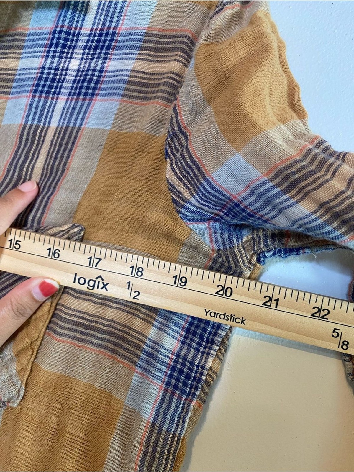 Cloth & Stone Womens Mustard‎ Yellow Plaid Cotton Gauze Button Down Shirt L