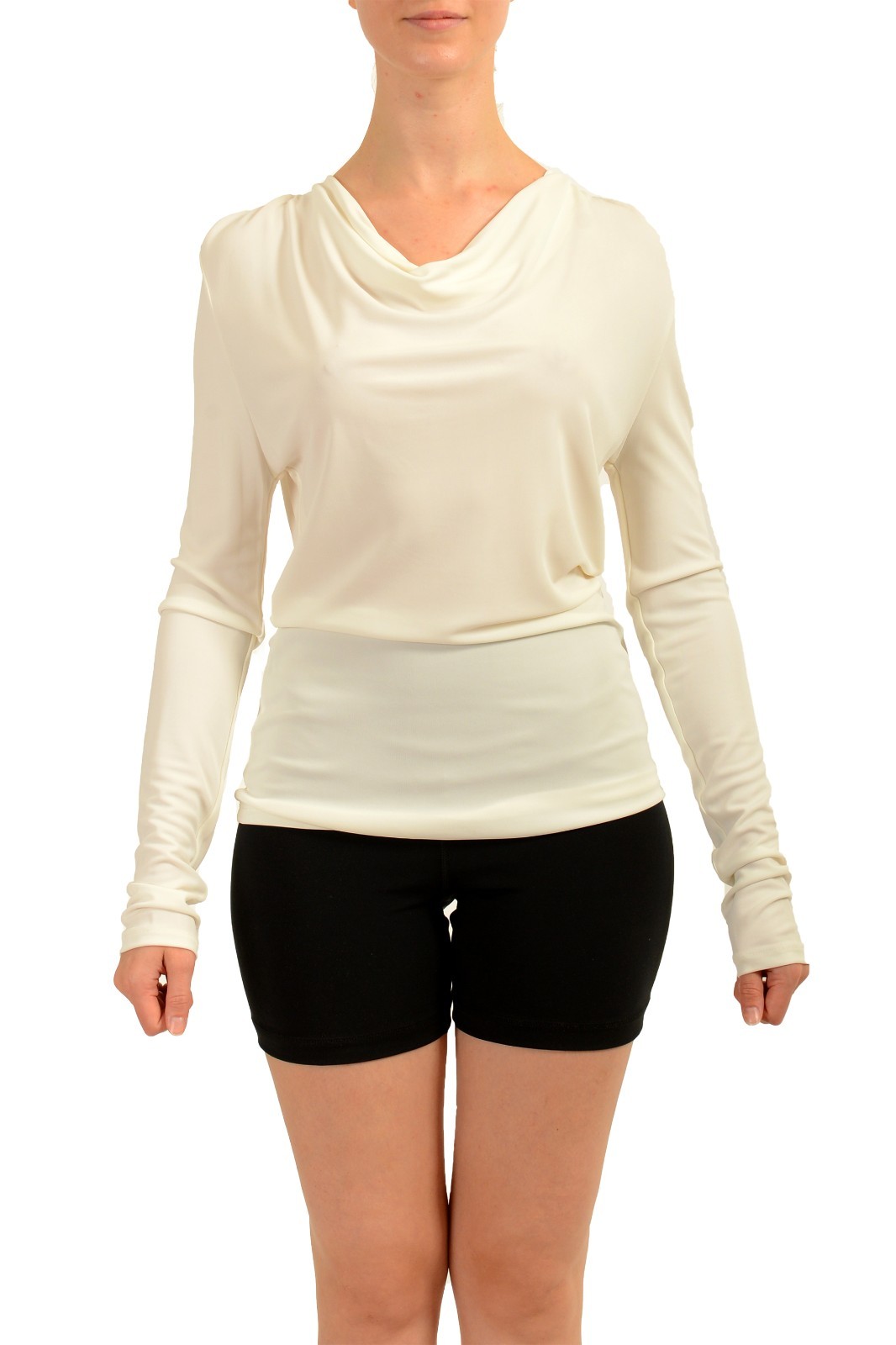 Hugo Boss Women’s “Eseyana” Ivory Long Sleeve Stretch Blouse Top US L IT 44