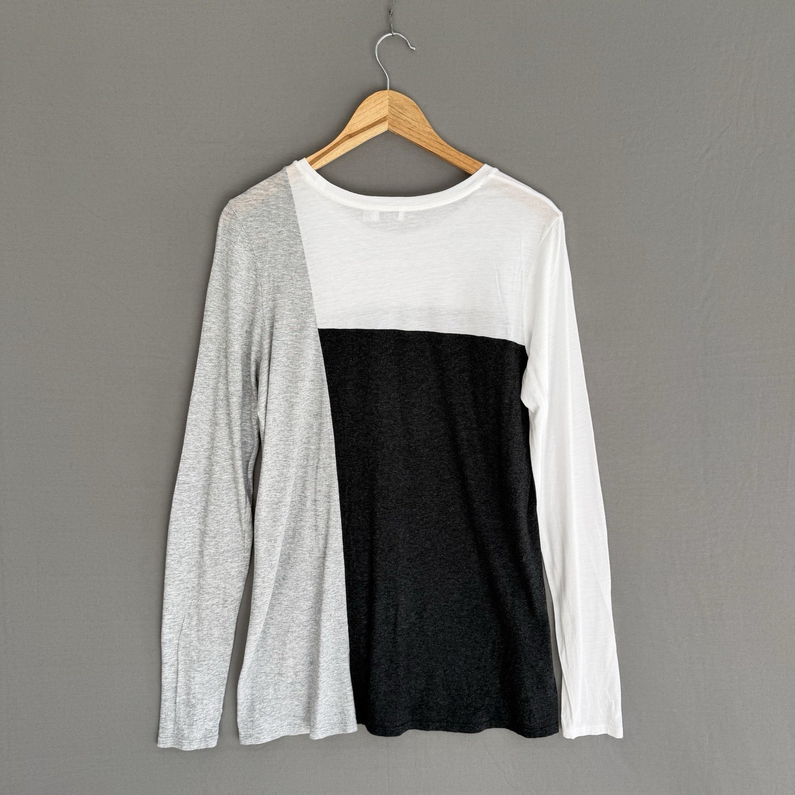 VINCE Women’s Medium White Black Gray Color Block Long Sleeve Tee