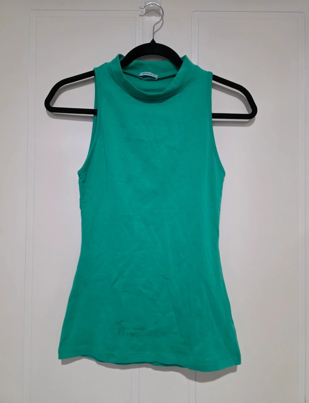 Kookai Green Solid Knit Mock Neck Sleeveless Basic Tank Top Size 2 (as is)