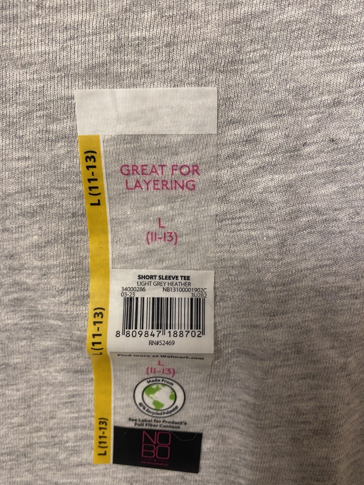 Light Grey Heather No Boundaries Short Sleeve Tee size L. New With Tags
