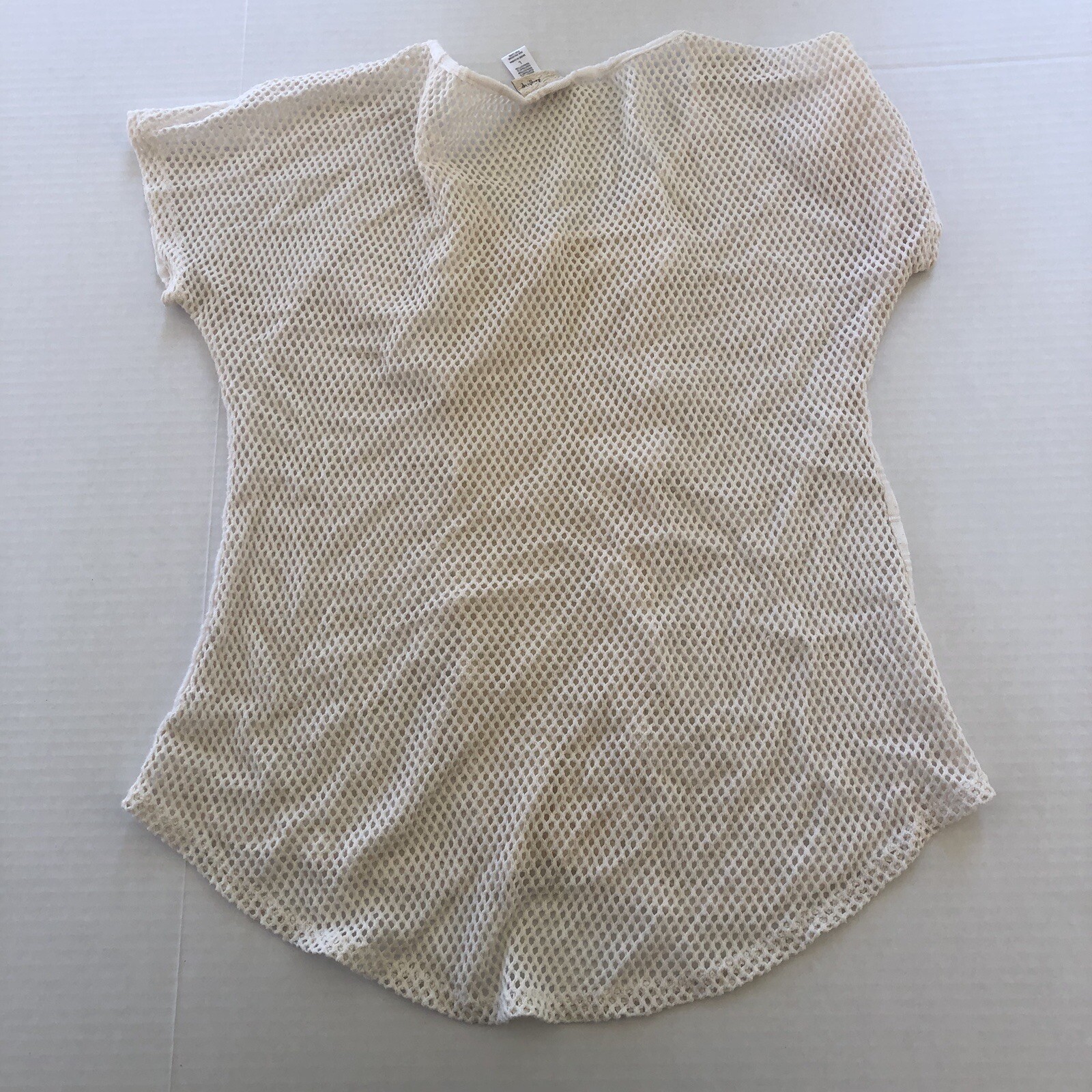 Daytrip Ivory Floral Sheer Boho Festival Lace Top Sz L A2995