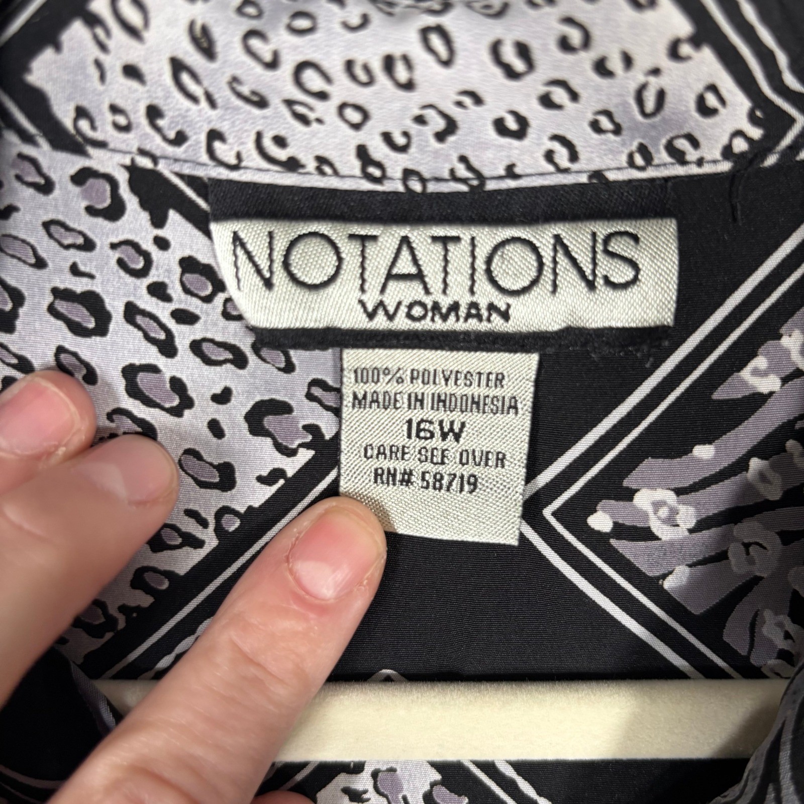 Vintage 90s Notations Shirt Blouse 16 Leopard Zebra Patchwork Print Loud Granny