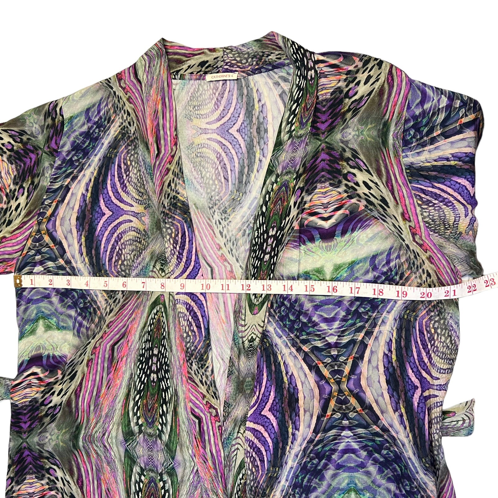 Catherines Women’s Large Kimono Open Robe Light Cardigan Art To Wear Boho Artsy
