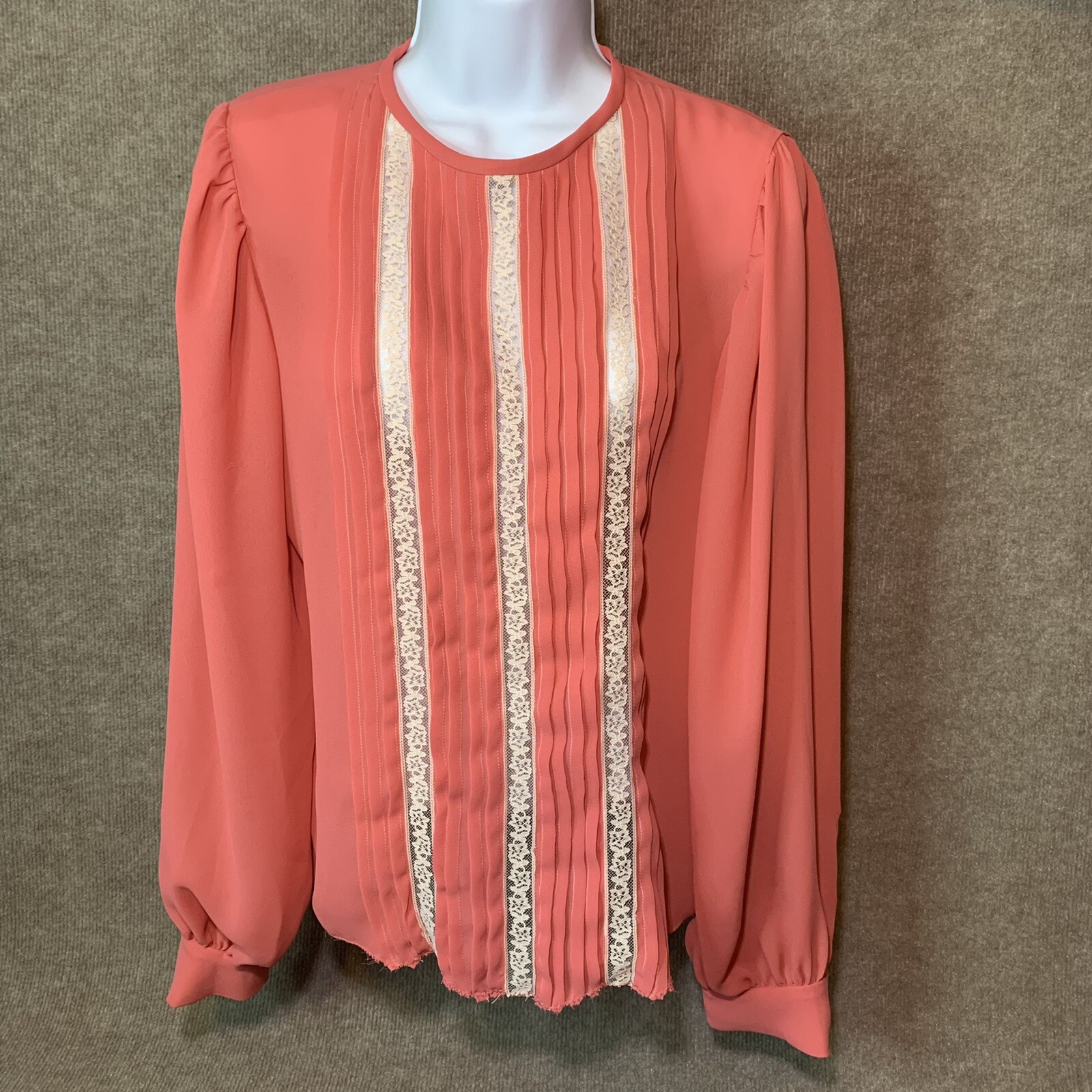Vintage Blouse Top M L Handmade Pleated Bohemian Gypsy Lace Hippie Fairy Core