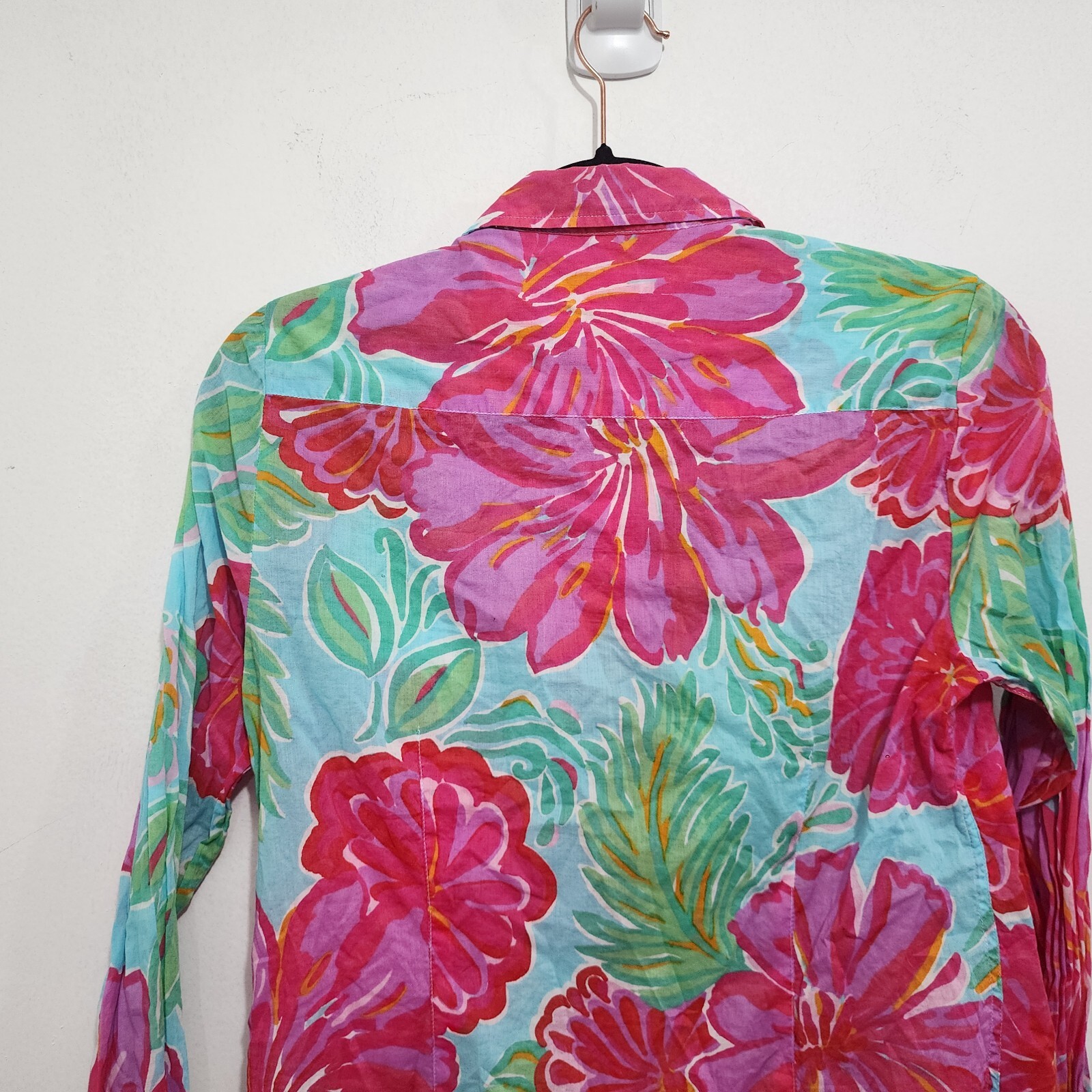 Lilly Pulitzer Button-Front Shirt Shorely Blue Bellina Floral Women’s Size 4