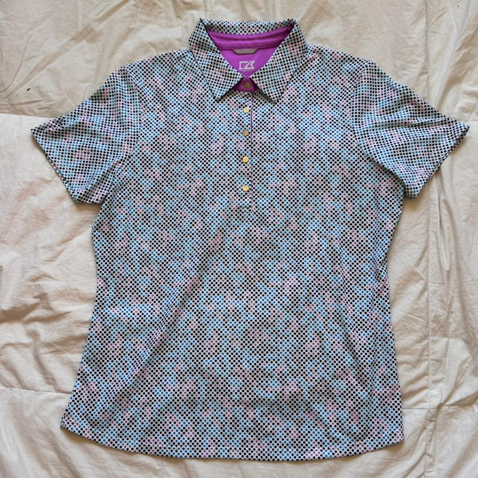 cutter & buck Geometric printed drytec polo top sz m upf 50 athleisure golf