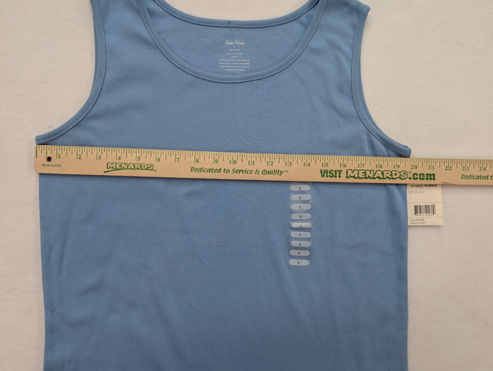 Studio Works Women’s Tank Top Size L Blue Sleeveless Stretch Knit NEW