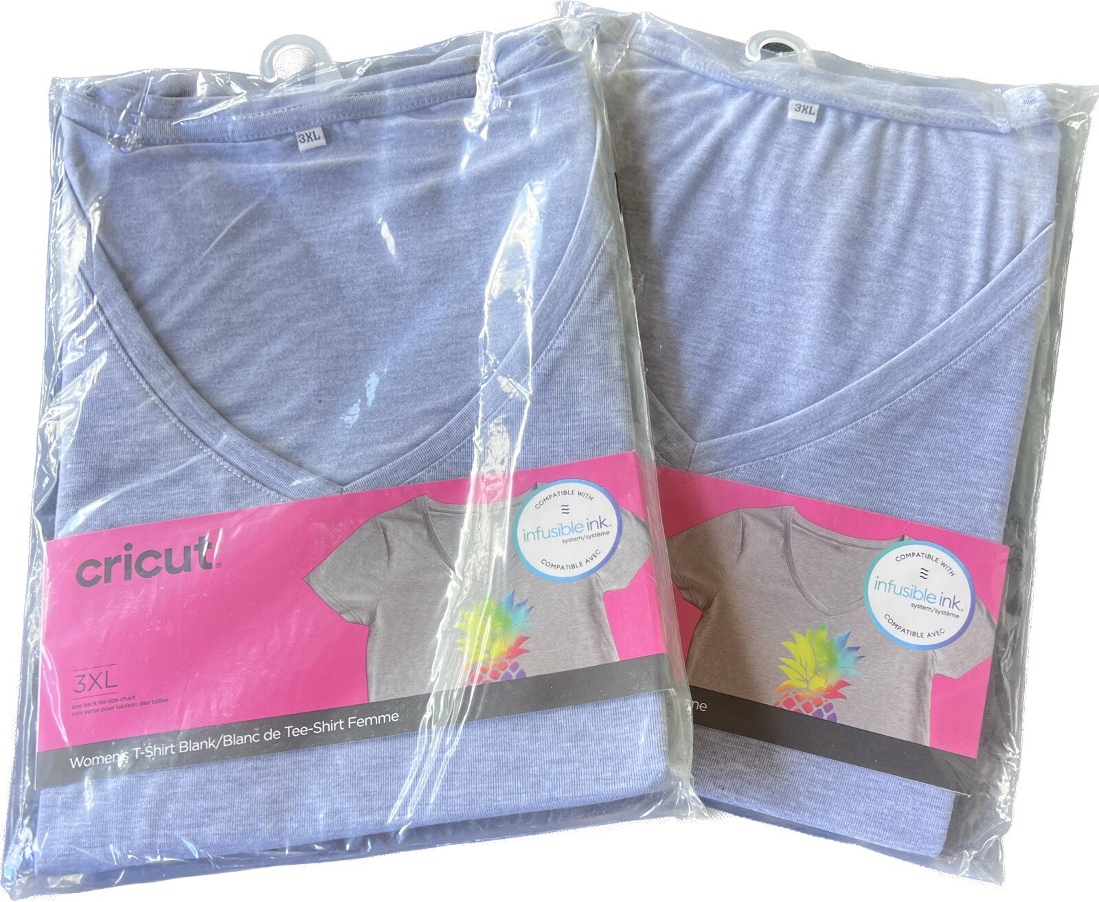 Women’s V-Neck 3XL Gray Cricut Sublimation Infusible Ink Shirt BLANKS LOT OF 2