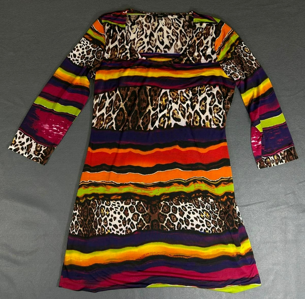 Women’s Milano Long Sleeve Stretchy Multi-Color Mini Dress Size S