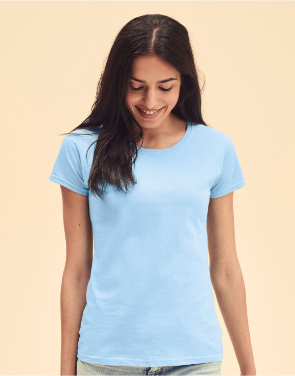 fruit of the loom t shirts womens Ladies Plain Coloured Cotton Fitted Tee Shirt