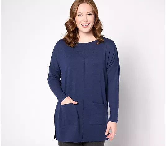 Denim & Co. Heavenly Jersey Regular Relaxed Fit Boatneck Tunic NWT A630346