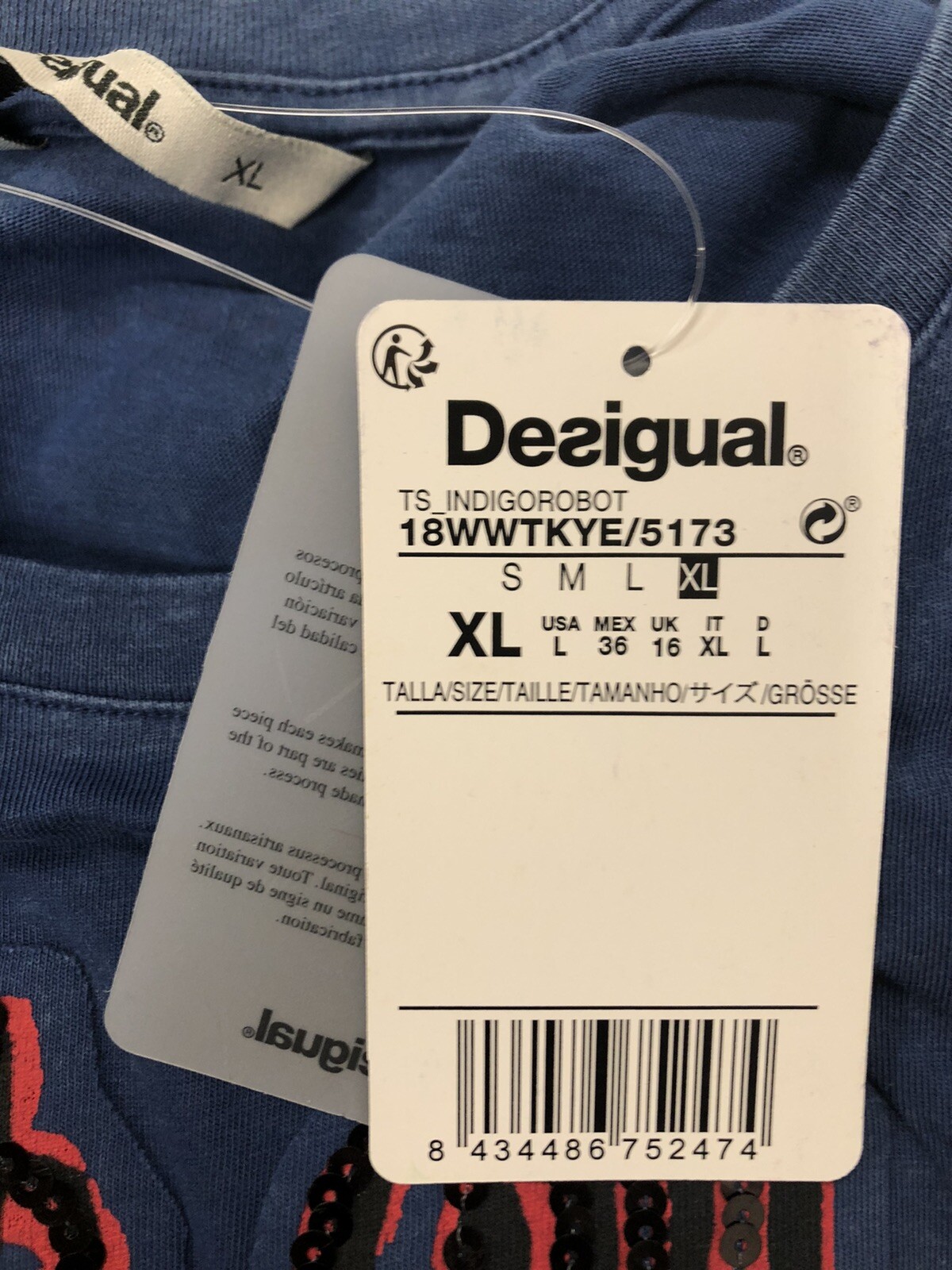 Desigual Women’s T-Shirt Multiple Sizes Available Colors Blue New !!