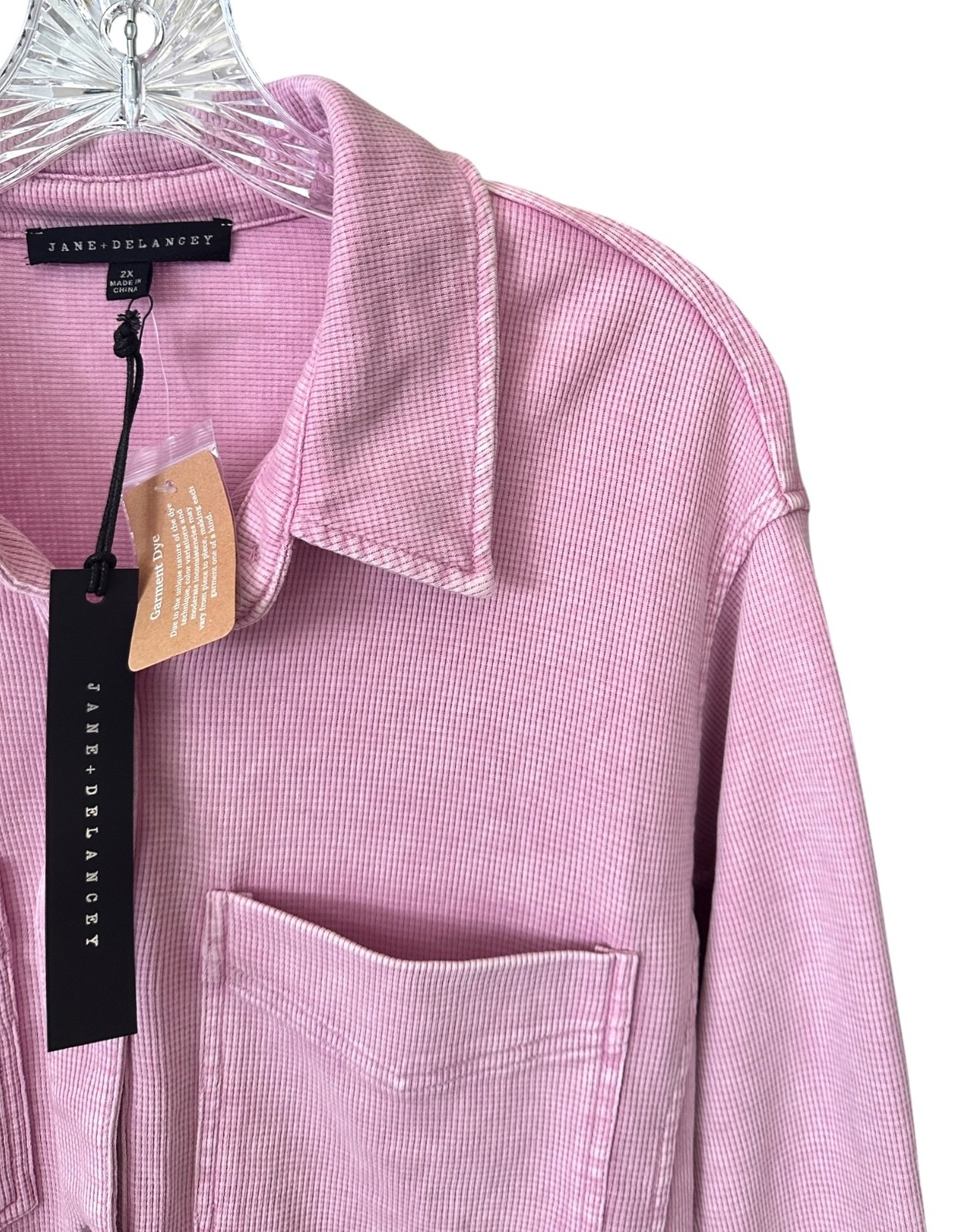 Jane & Delancey Women’s Button Down Shirt Top Garment Dye Plus Size 2X Pink