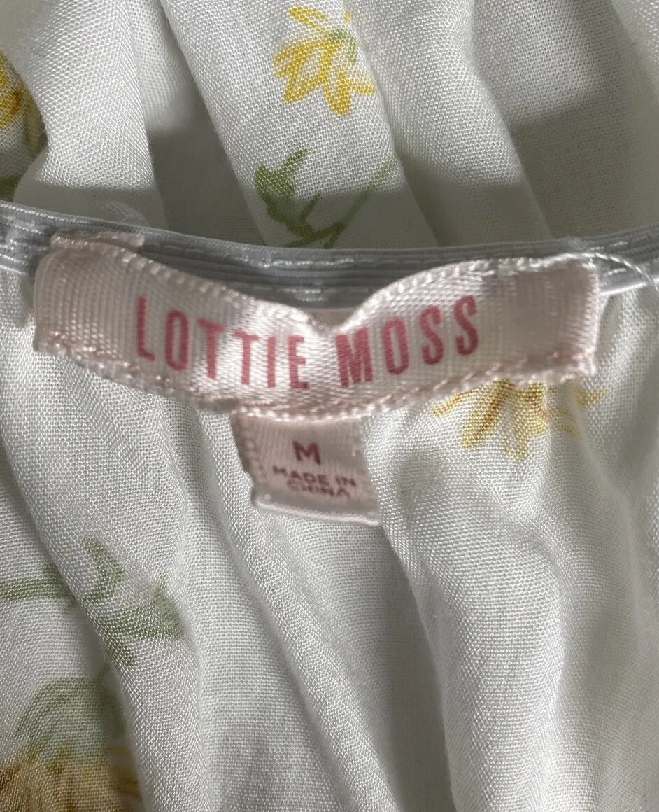 Lottie Moss M Yellow Floral Spaghetti Strap Crop Top
