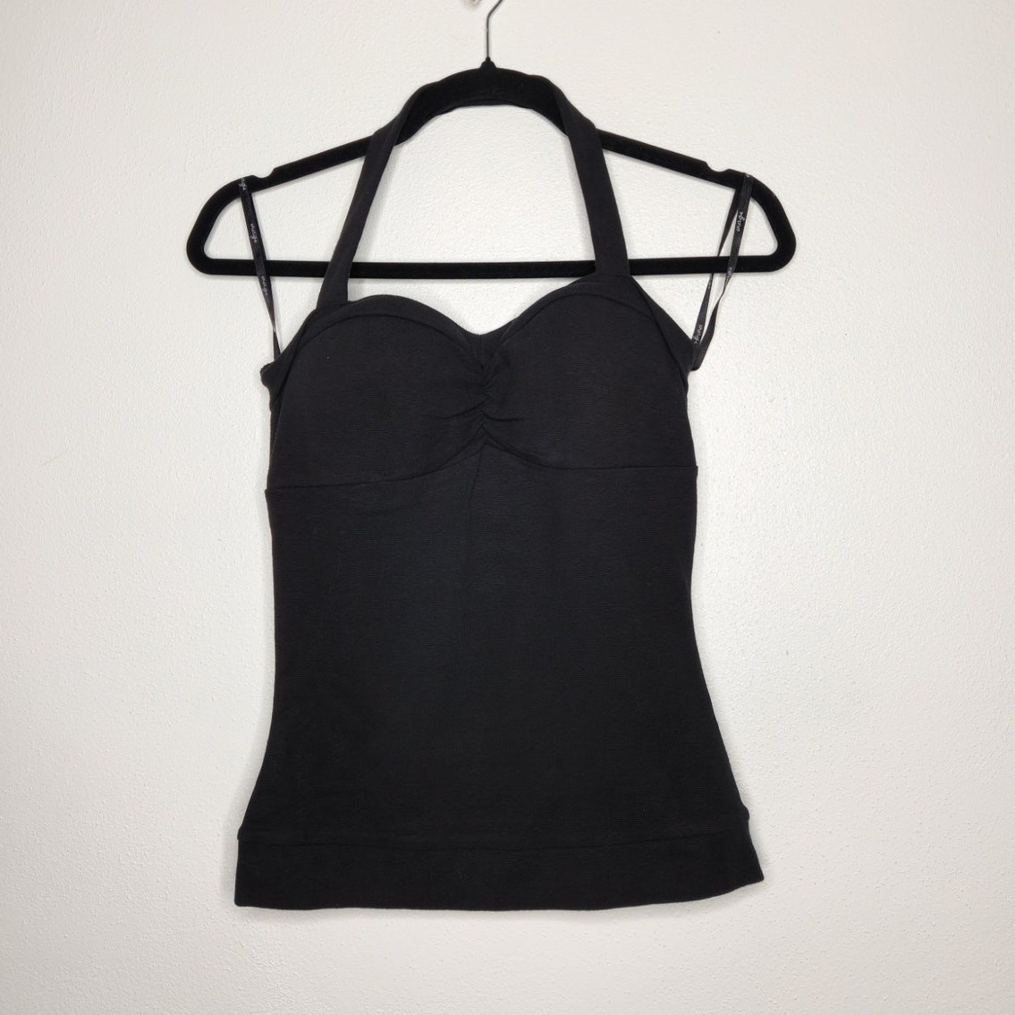Vintage NWT Energie Medium Black Halter Bra Black Tank Top Shirt Y2k 00s