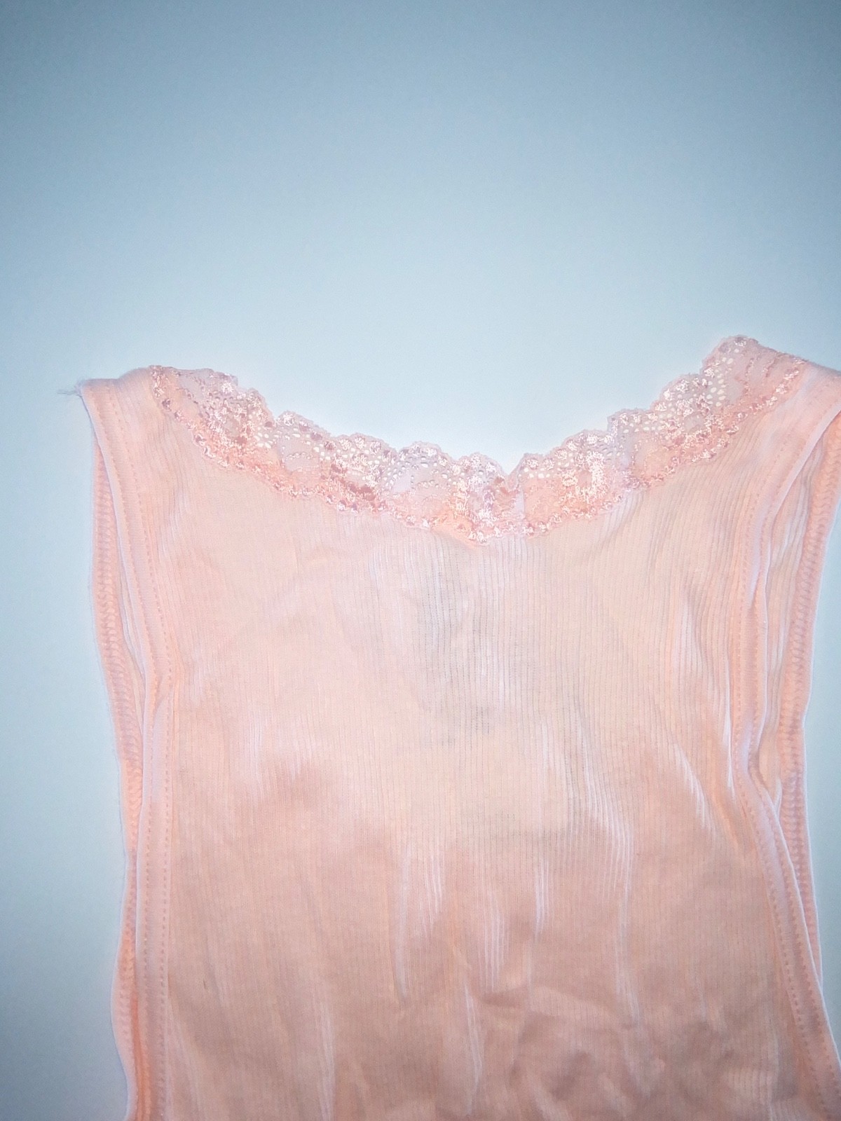 Jockey Ribbed pink lace detail 100% Cotton tank top Sz large