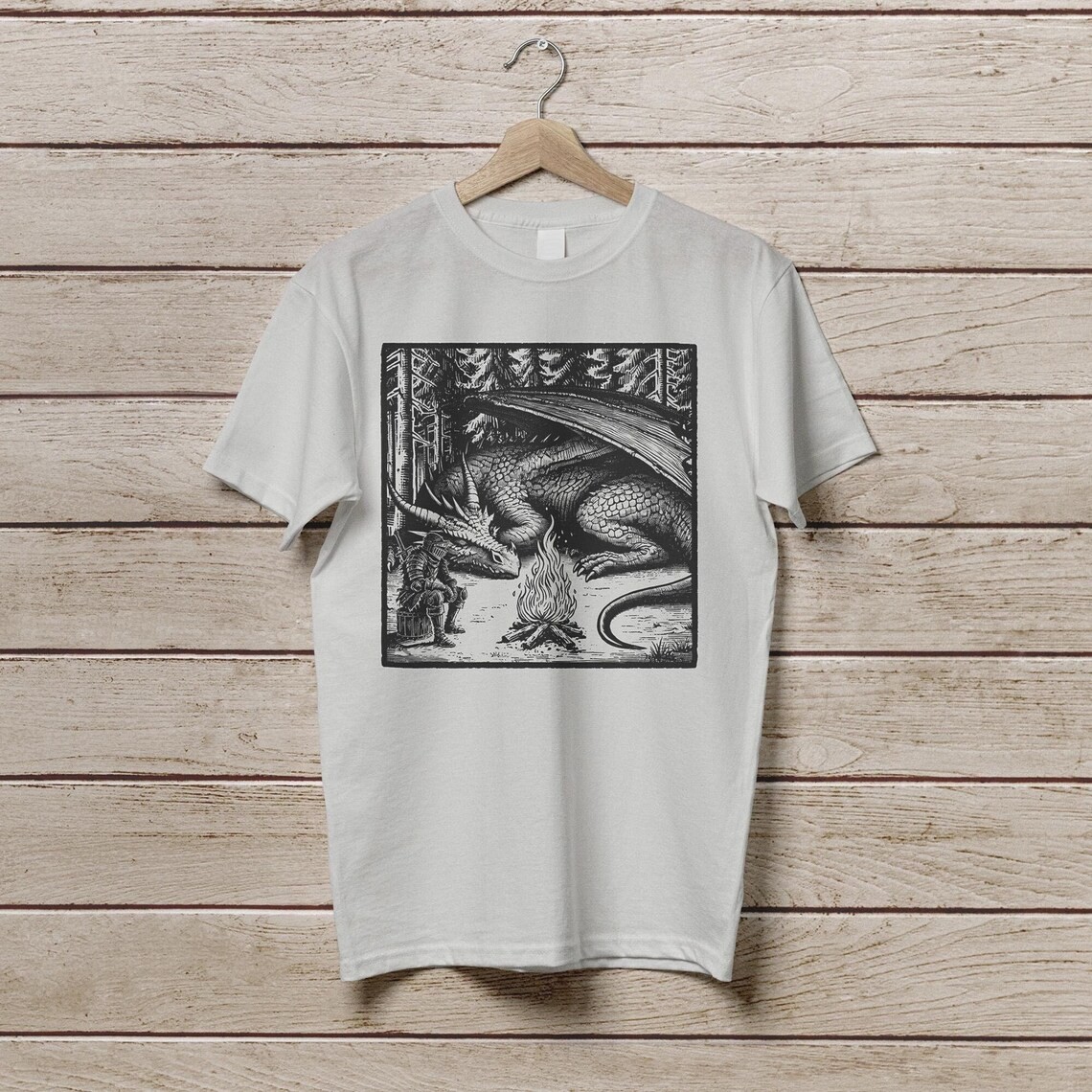 Vintage Dragon Art Graphic Shirt Dragon Lovers Gift Tee Retro Medieval Tshirt