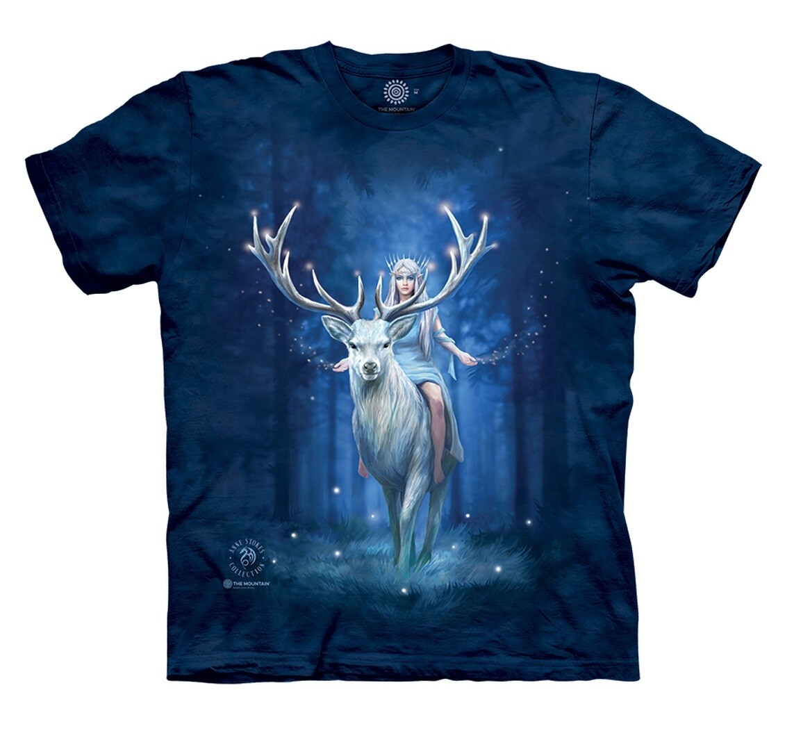 The Mountain Fairy Fantasy Forest Deer Stag Elk Woman Ann Stokes T-Shirt S-4X